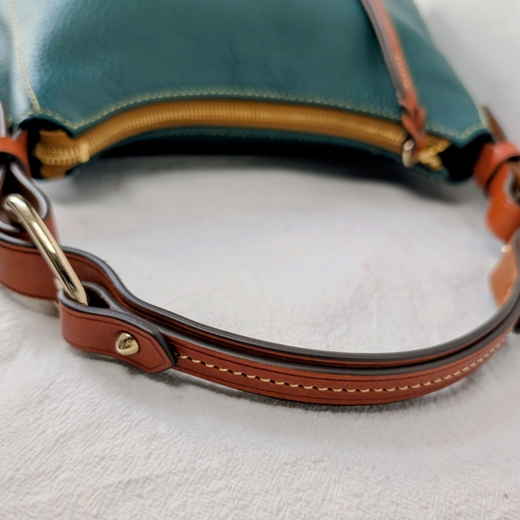 DOONEY & BOURKE Forest Green Pebble Grain Leather Small Hobo Bag Gold Hardware - Picture 8 of 15